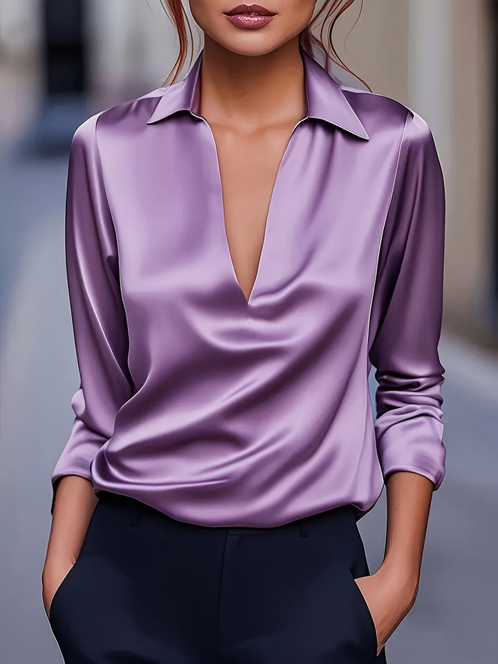 Kyrra – Elegante Camicetta In Raso Con Scollo a V
