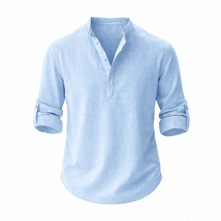 Galeazzo - Camicia In Cotone e Lino a Maniche Lunghe