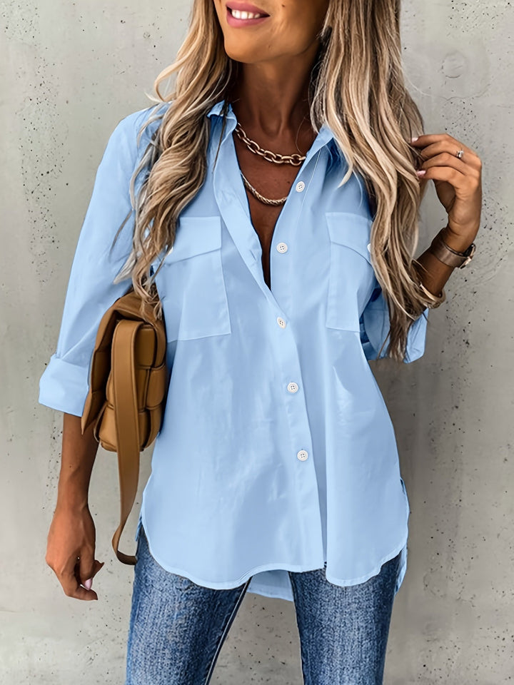 Aziza - Camicia Classica a Maniche Lunghe Con Bottoni