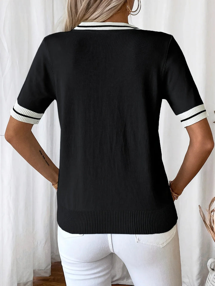 Brunella - Elegante Top In Maglia Con Scollo a V