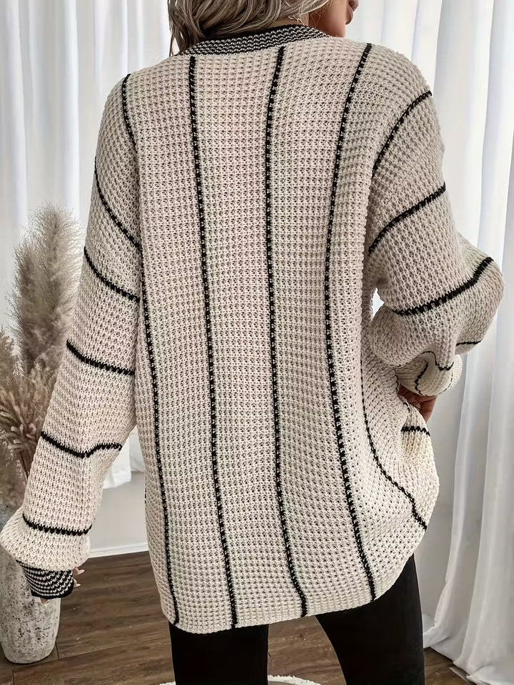 Lykke - Maglione Sovradimensionato a Righe Con Scollo a V
