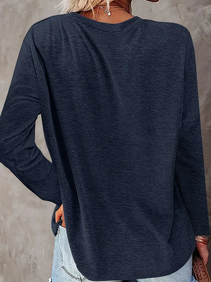 Levine - Elegante Top a Tunica Con Maniche Lunghe e Stampa Girasole