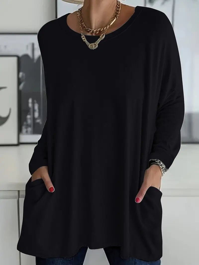 Noryn - Maglione Oversize con Collo Rotondo e Tasche
