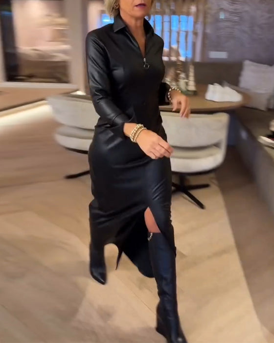 Laila - Abito Alla Moda in Pelle PU Con Cerniera