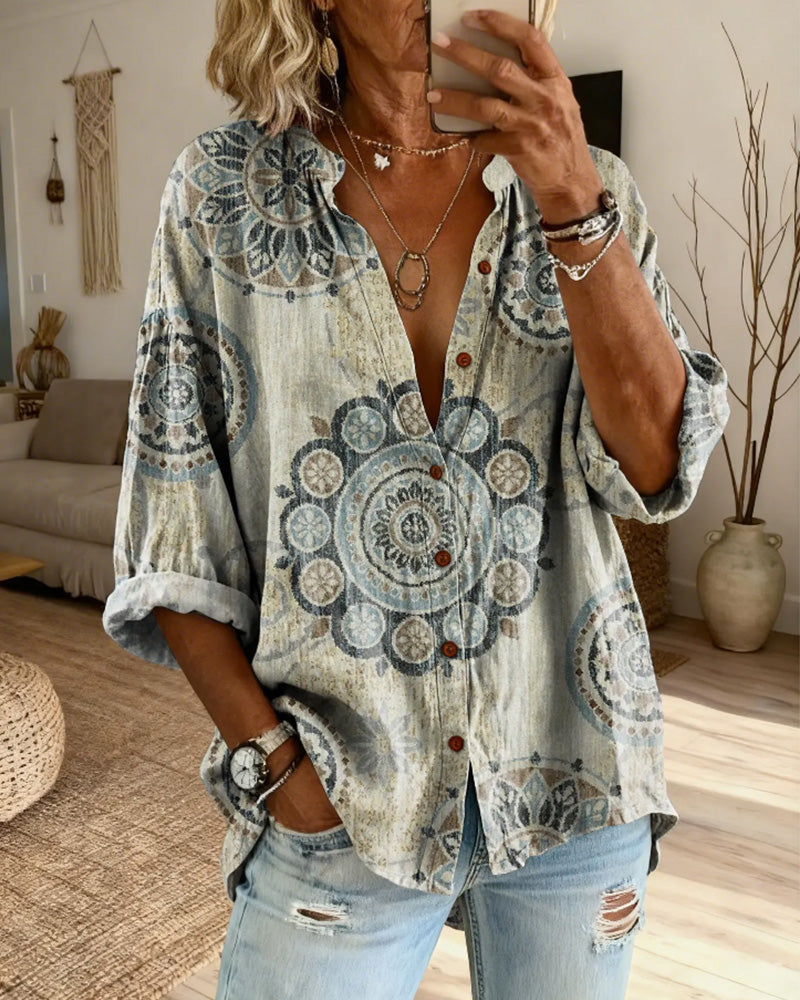 Nirita - Maglia a Maniche Lunghe Con Stampa Mandala