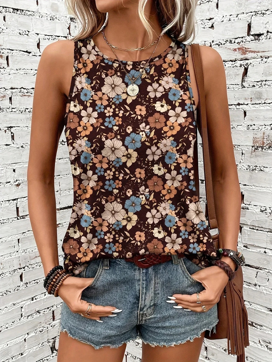 Lilou - Top Estivo Casual Con Stampa Floreale