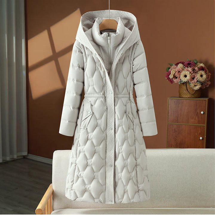 Branimira - Cappotto Lungo In Piuma Con Cappuccio