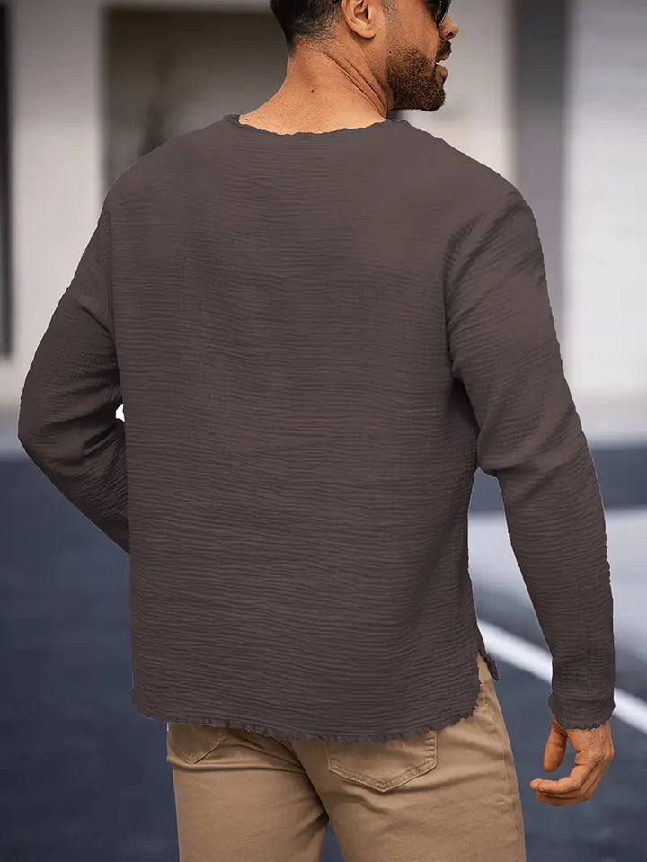 Demetrio - Camicia Casual Comoda a Maniche Lunghe Con Scollo a V