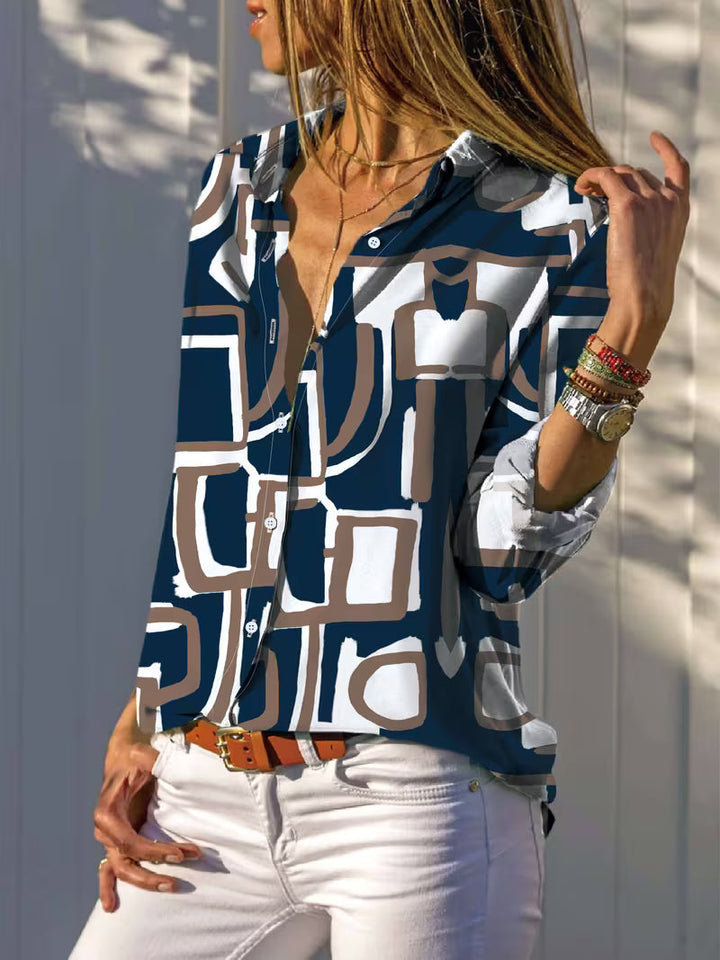 Fizana - Camicia Casual in Chiffon Con Stampa Geometrica