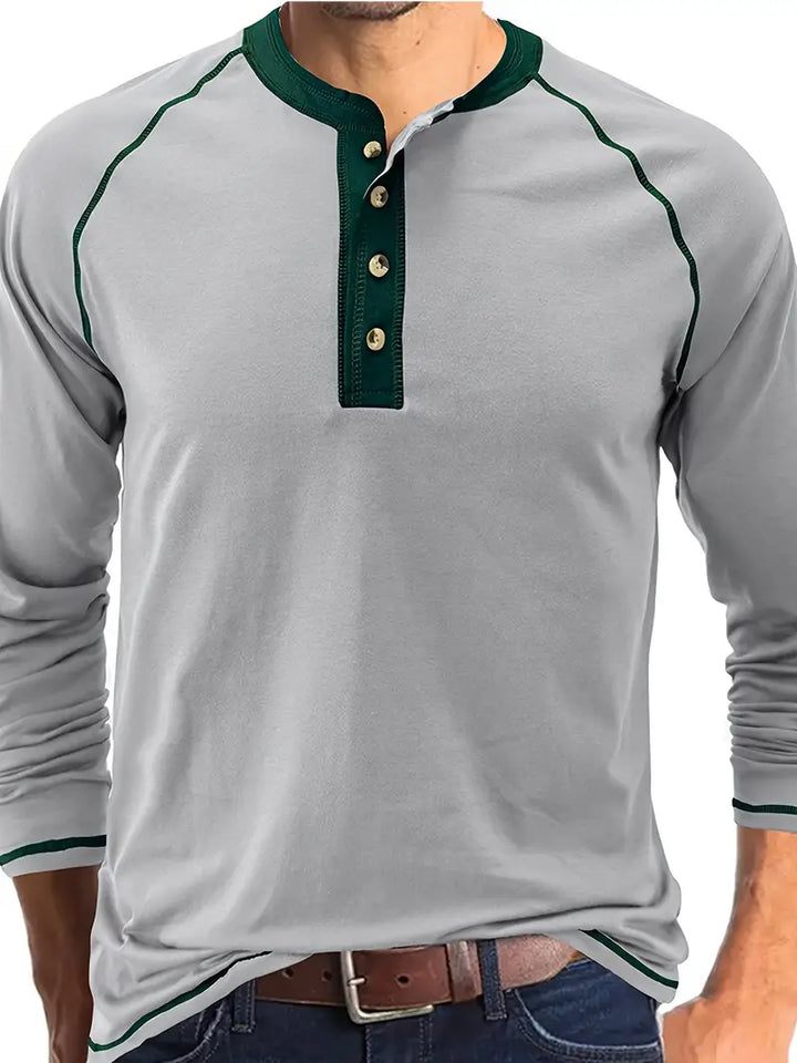 Sharma - Camicia Henley a Maniche Lunghe Con Collo Rotondo