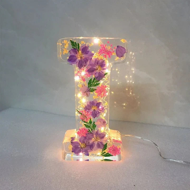FloraShine - Lampada Da Notte in Resina Con Fiori Fatti a Mano