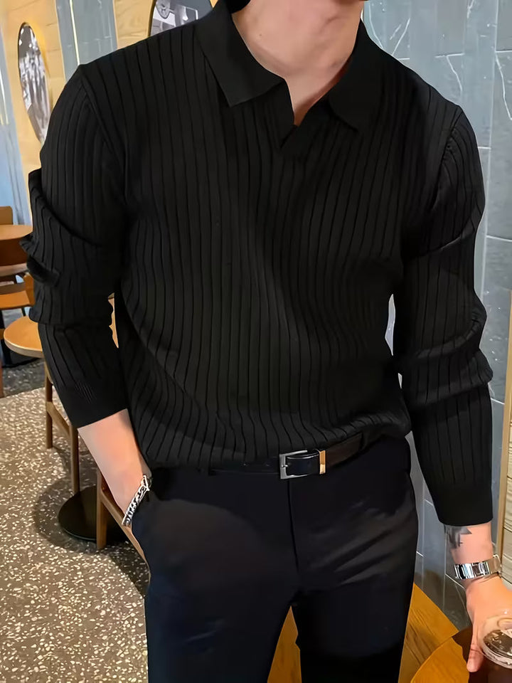 Kaeran - Elegante Maglione Polo in Maglia a Coste