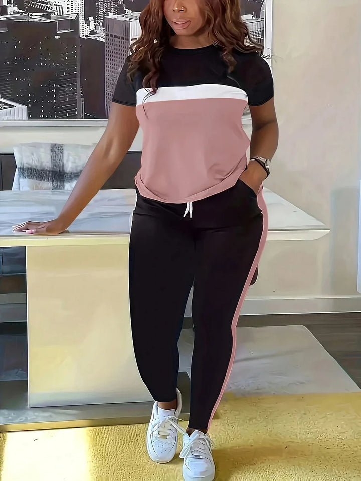 Fotini - Abito Sportivo Casual Estivo Alla Moda A Contrasto Colorato