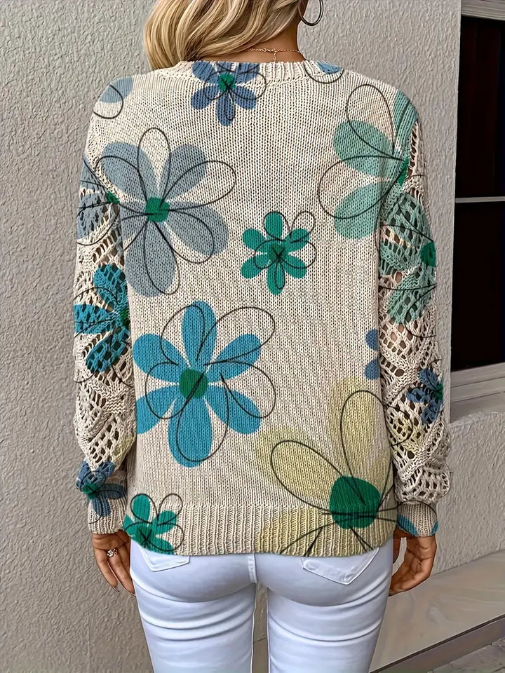 Marzena - Elegante Maglione a Maniche Lunghe Con Stampa Floreale