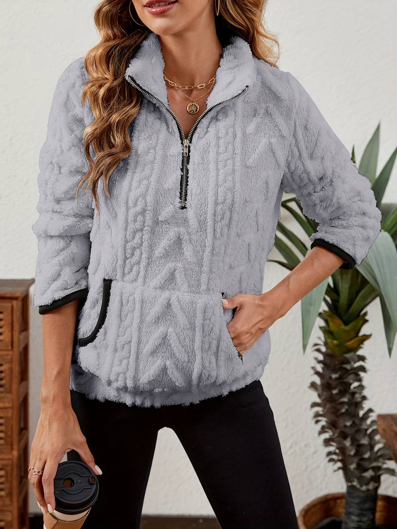 Naama - Maglione Elegante Con Mezza Zip e Tasca