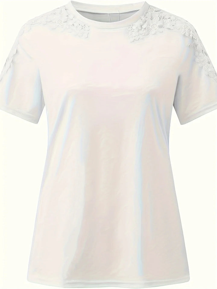 Ancuta - Elegante Maglietta Estiva a Maniche Corte Con Pizzo