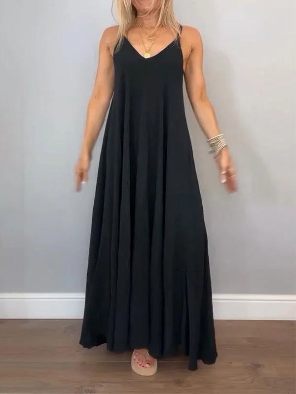 Jolanta - Elegante Cotone e Lino Scollo a V Abito