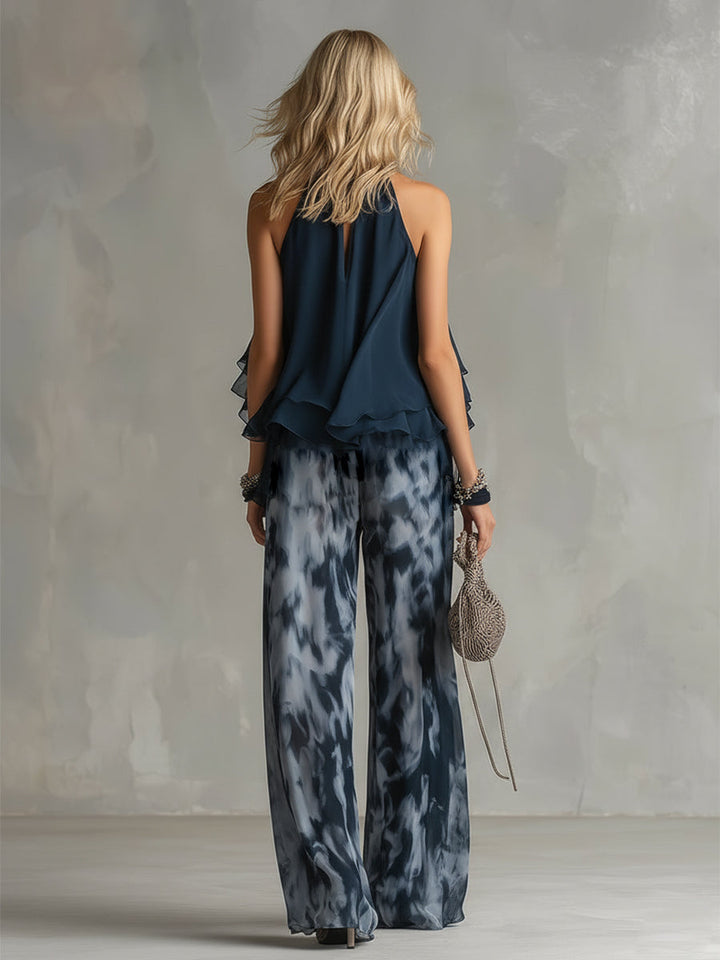 Shylla - Elegante Completo a Due Pezzi In Chiffon