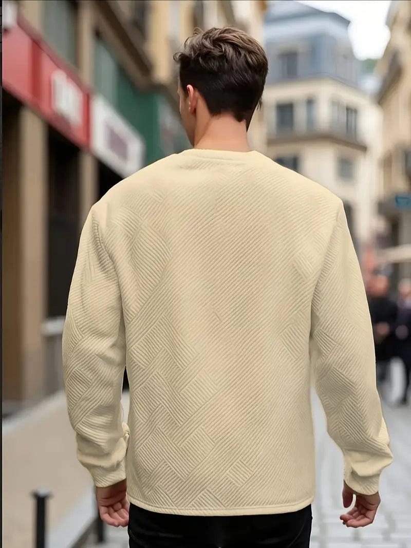 Malinga - Felpa Casual Con Motivo Geometrico e Maniche Lunghe