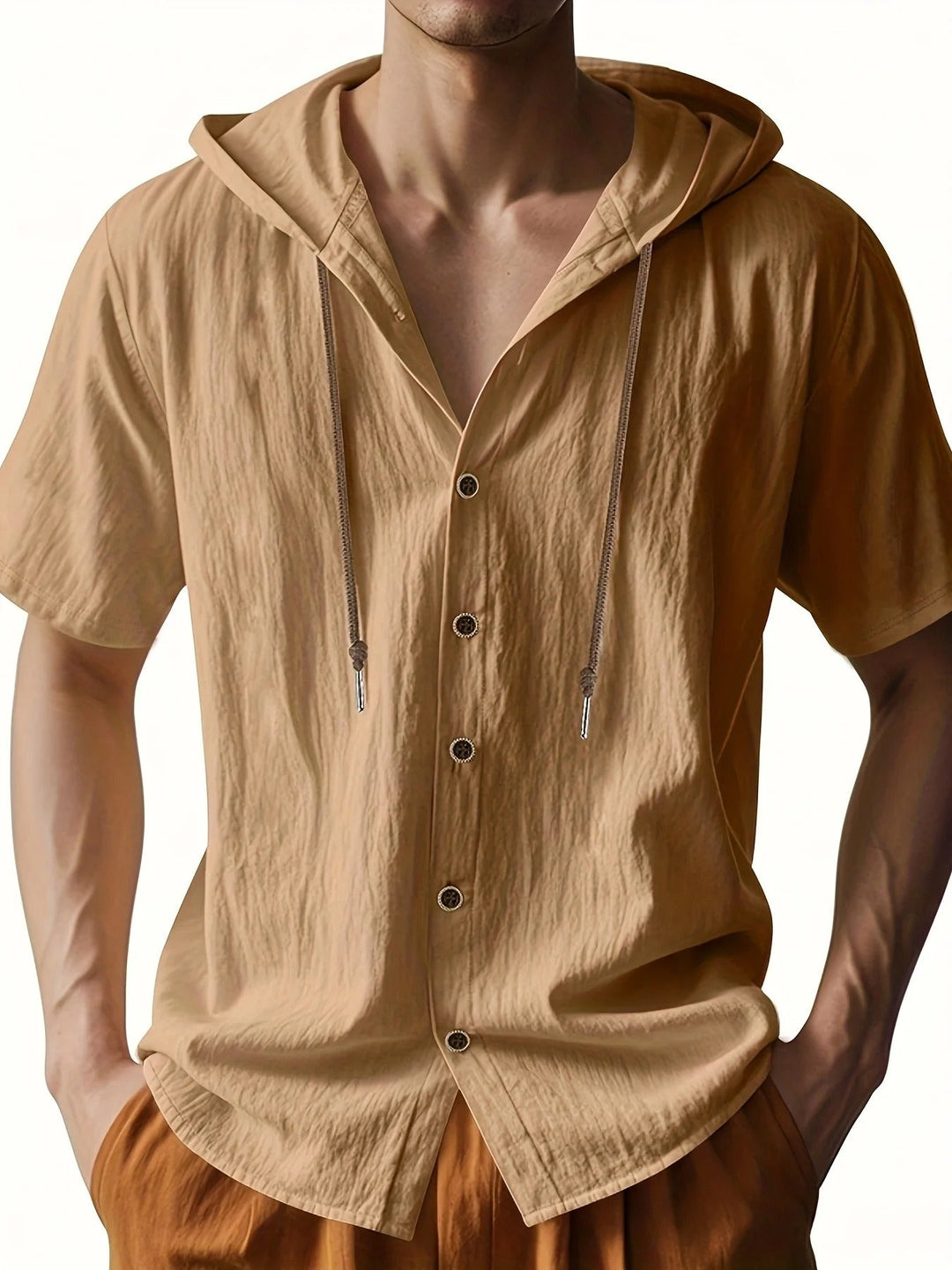 Chadwick - Camicie Leggere In Lino Con Maniche Corte E Cappuccio