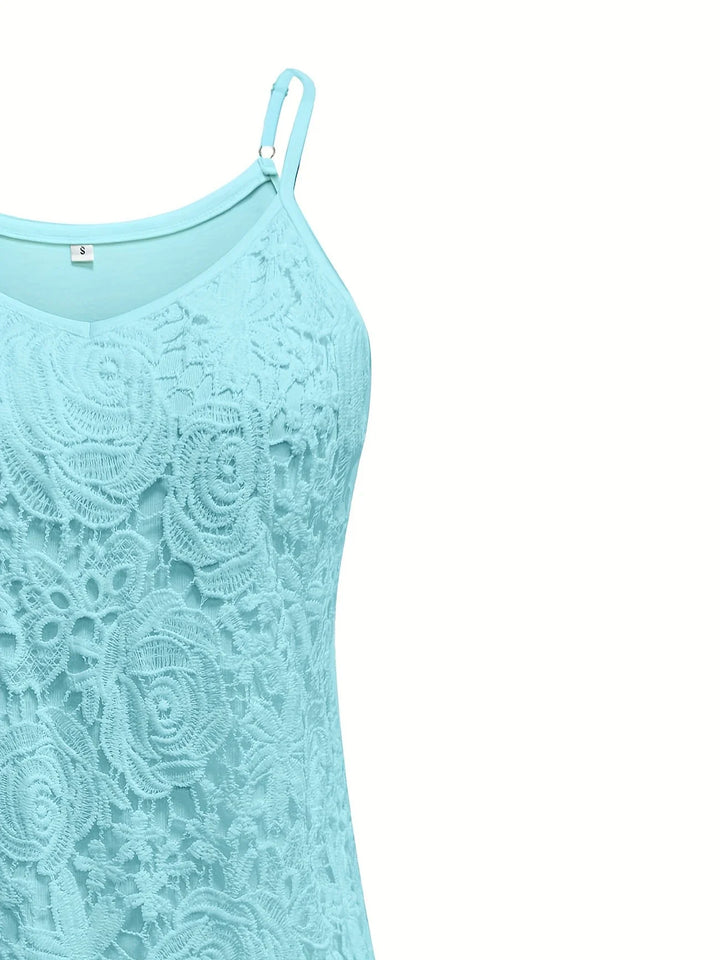 Juna - Elegante Top Senza Maniche In Pizzo Con Scollo a V