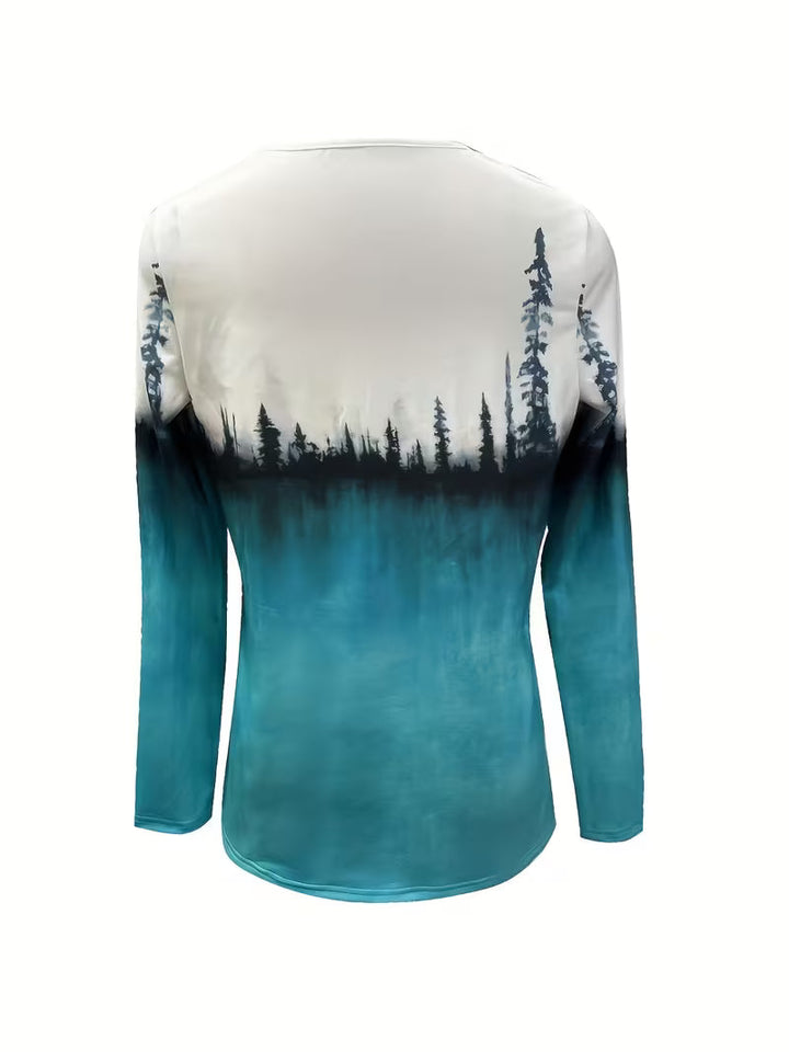 Prajina - Maglia a Maniche Lunghe Con Stampa Boschiva