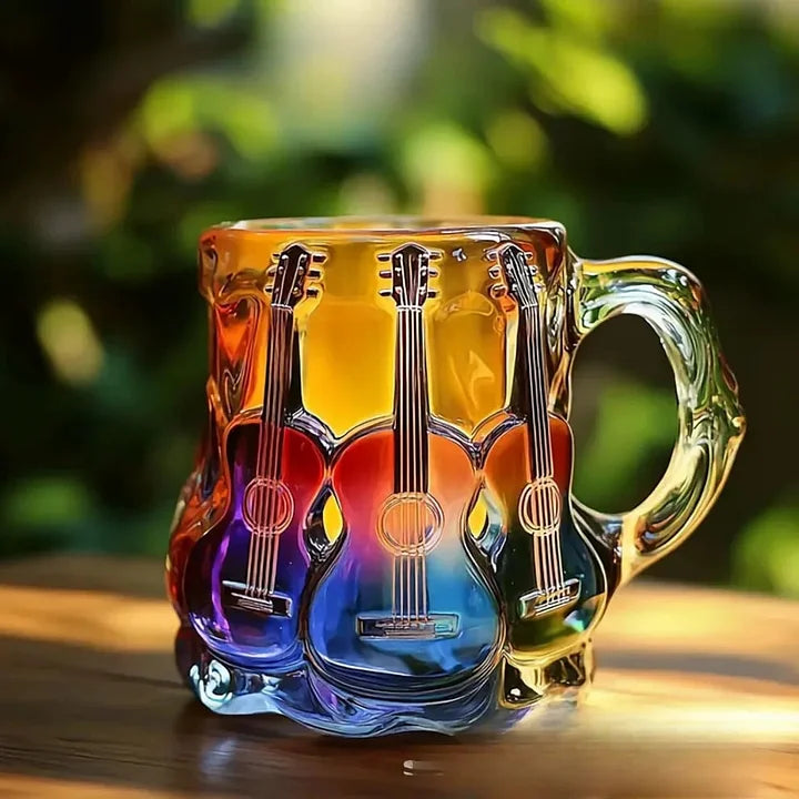 MelodyMug - Tazza con Chitarra in vetro Colorato Arcobaleno