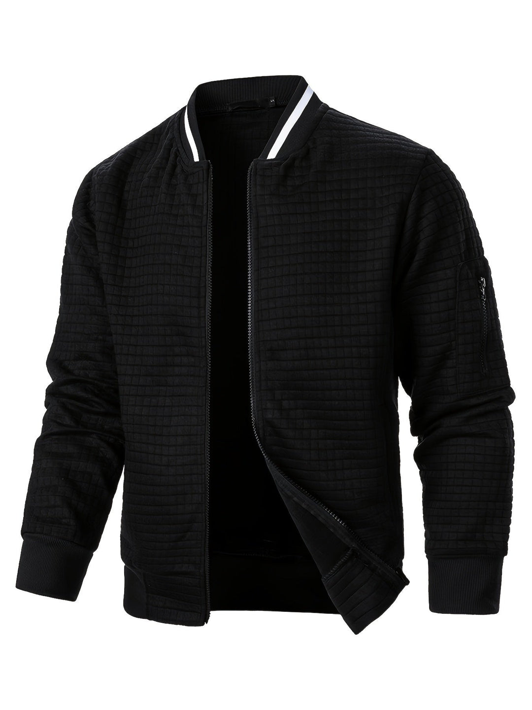 Benjie - Zipper Stand-Up Collar Cardigan Jacket