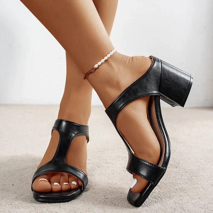 Aubree - Sandali Alla Mda In Pelle Con Tacco Spesso