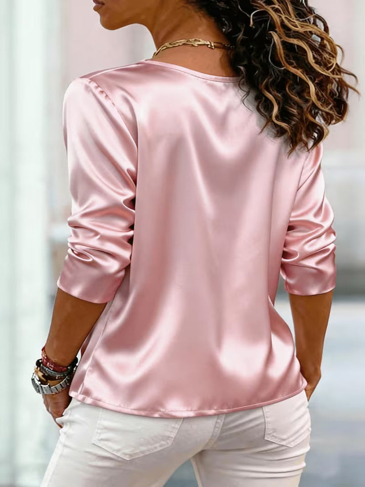 Belina - Top in Raso Con Scollo Quadrato E Bottoni