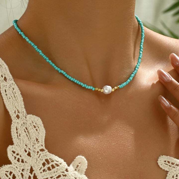 Araya - Collana Con Turchese E Perla
