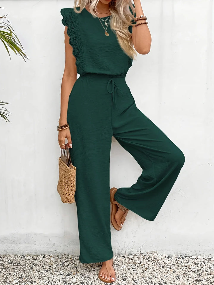 Ziva - Elegante Top In Pizzo e Pantaloni a Gamba Larga