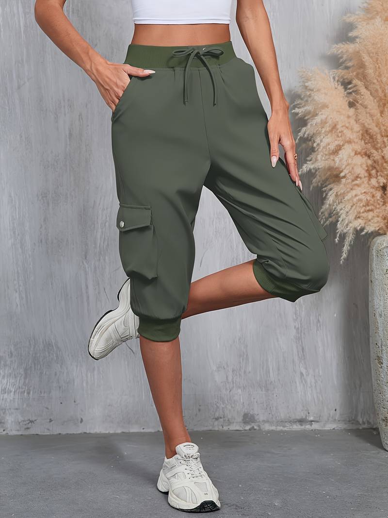 Kirabo - Pantaloni Cargo Estivi Con Tasche Multiple E Elastico a Costine