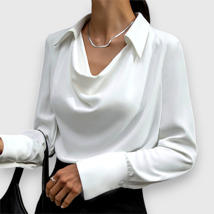 Solina - Camicetta Drappeggiata con Colletto a Maniche Lunghe