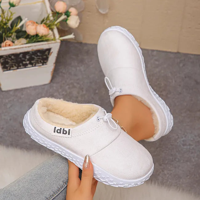 Damilya - Faux Suede Fleece Lined Drawstring Slip-On Shoes