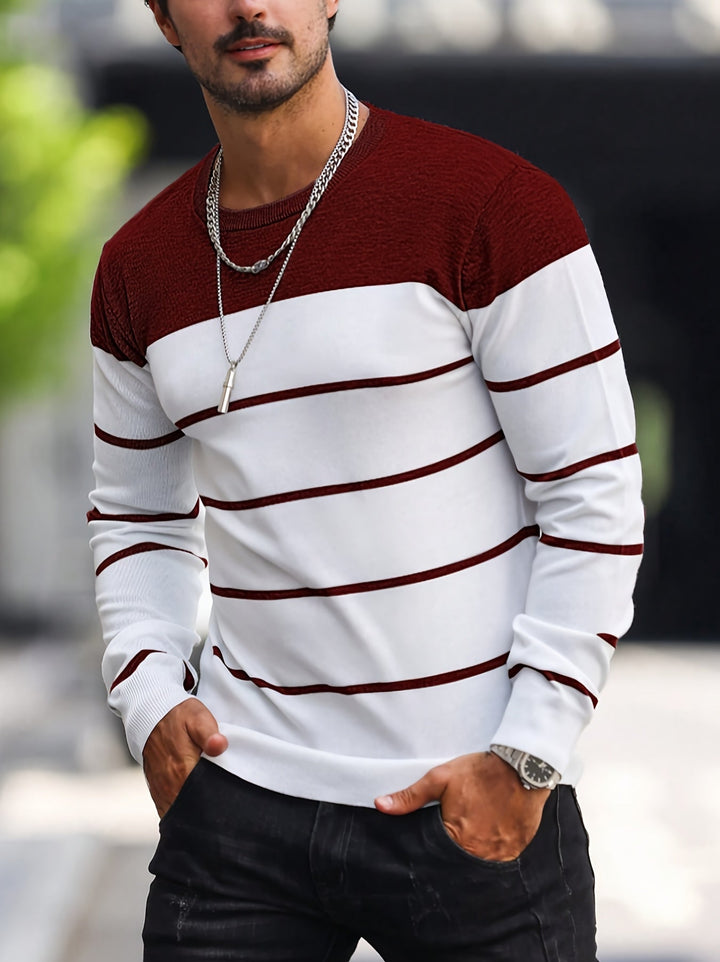 Michiel - Maglione Casual a Righe con Maniche Lunghe