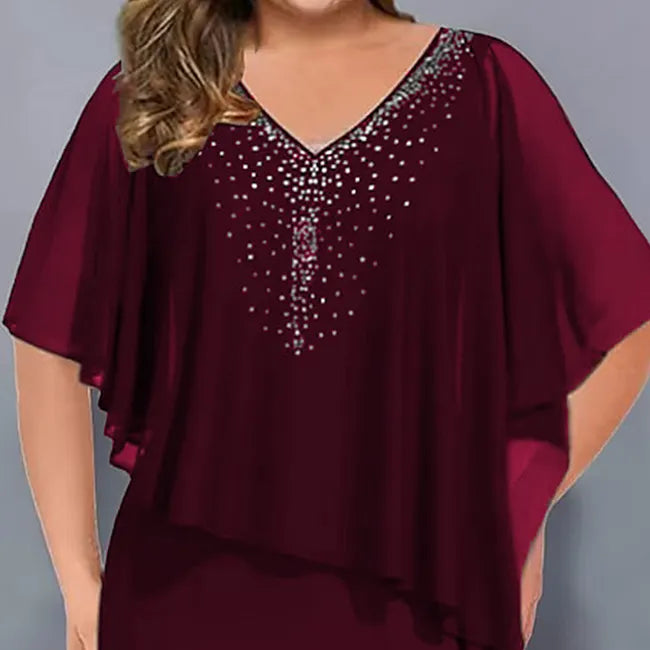 Amelie - Abito in Chiffon Con Scollo a V Impreziosito Da Strass