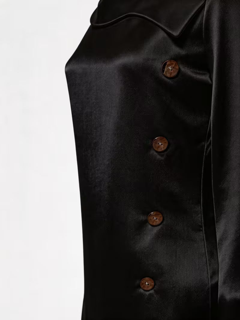 Belina - Top in Raso Con Scollo Quadrato E Bottoni