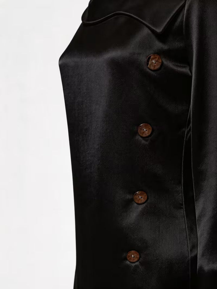 Belina - Top in Raso Con Scollo Quadrato E Bottoni