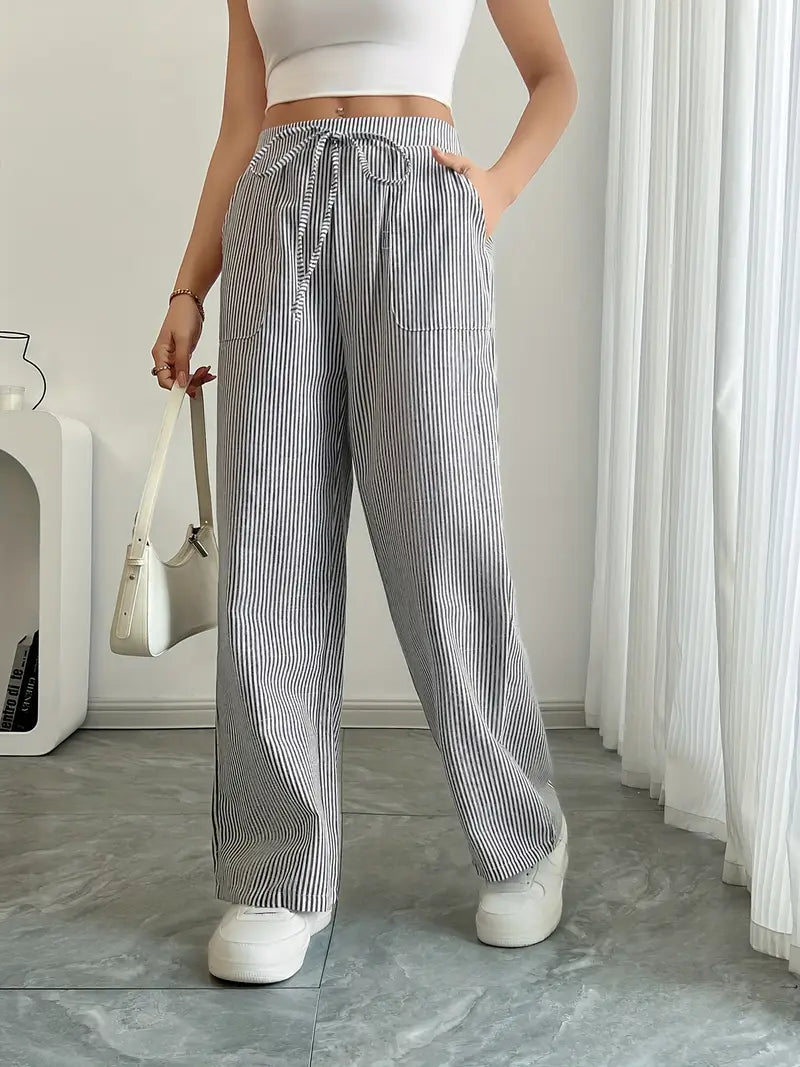 Alina - Elegante Pantalone A Righe Con Tasche