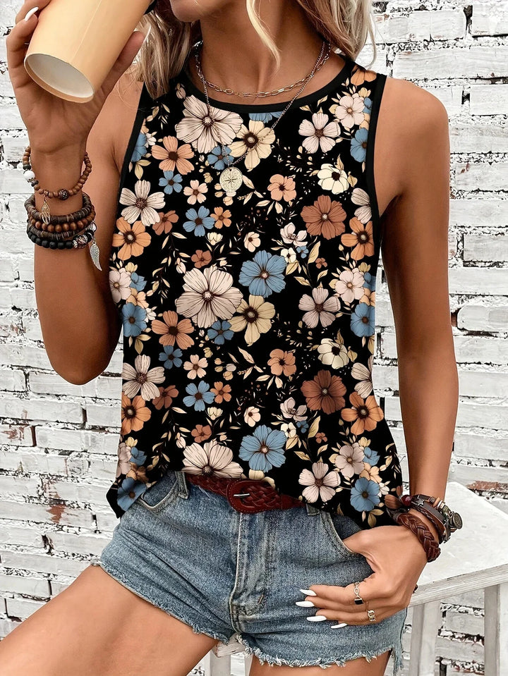Lilou - Top Estivo Casual Con Stampa Floreale