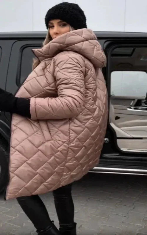 Yania - Cappotto Lungo Trapuntato Con Cappuccio E Cerniera