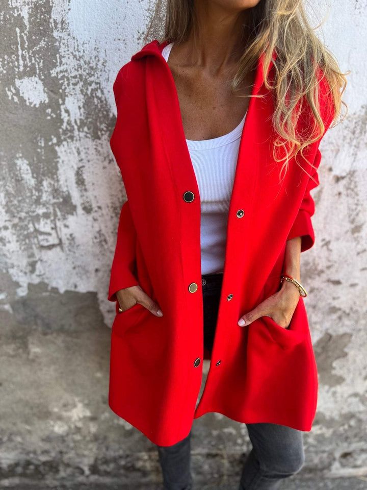Isolde - Cardigan con Cappuccio e Bottoni sul Davanti
