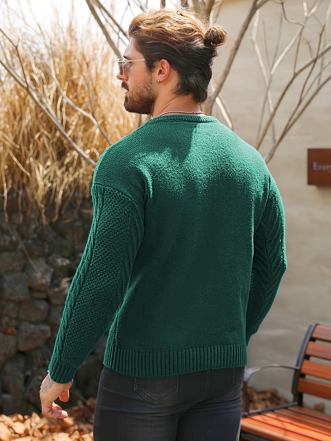 Eiduks - Maglione Classico a Collo Rotondo con Lavorazione a Trecce