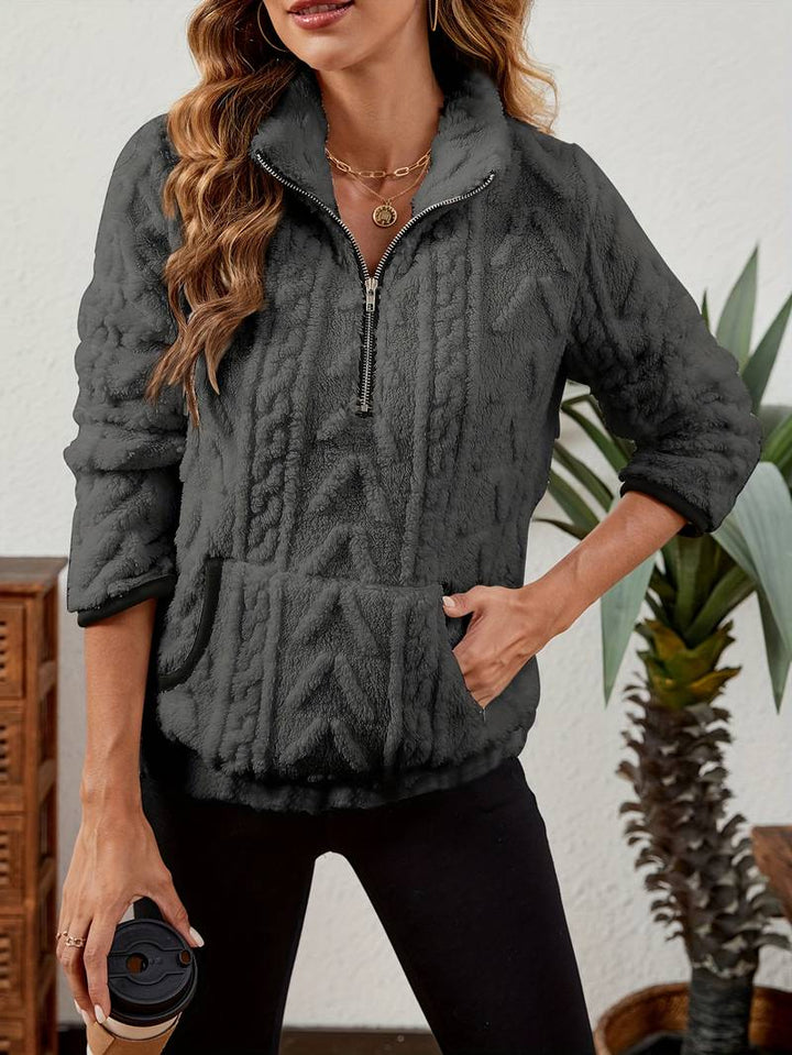 Naama - Maglione Elegante Con Mezza Zip e Tasca
