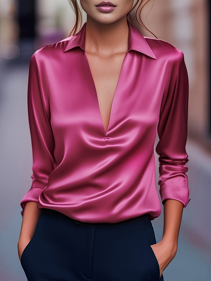 Kyrra – Elegante Camicetta In Raso Con Scollo a V