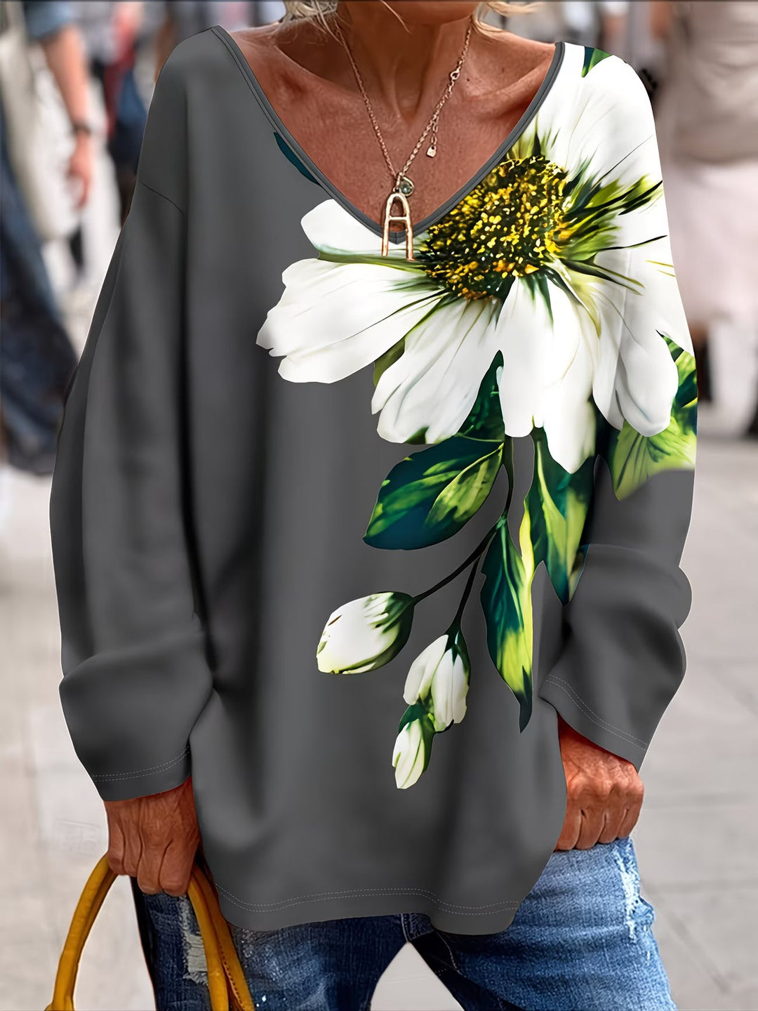 Daphna - Maglietta Oversize Con Stampa Floreale