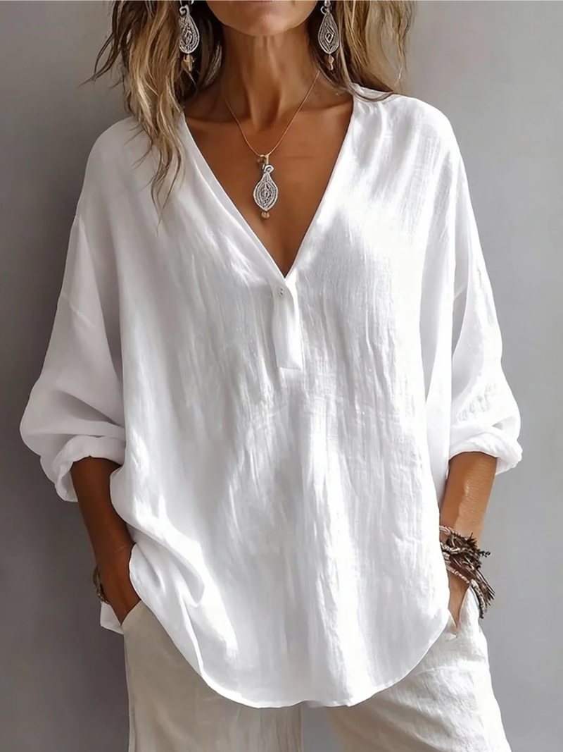 Melna - Elegante Camicetta Con Scollo a V