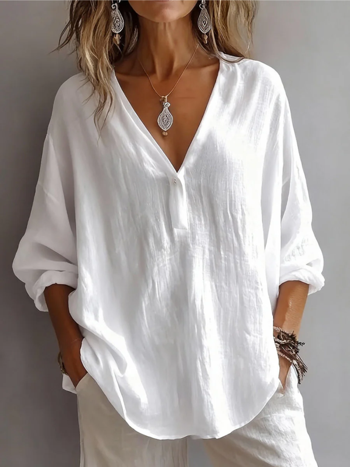 Melna - Elegante Camicetta Con Scollo a V