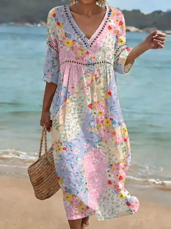 Lyanna - Abito a Fiori Con Scollo a V